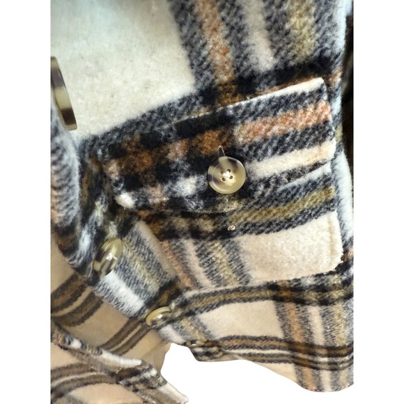 Zara Kids Plaid Button-Up Shirt Jacket, Cream, Brown, Checkered Shacket - Picture 2 of 11